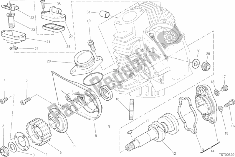 All parts for the Horizontal Head Timing System of the Ducati Scrambler Cafe Racer 803 2020